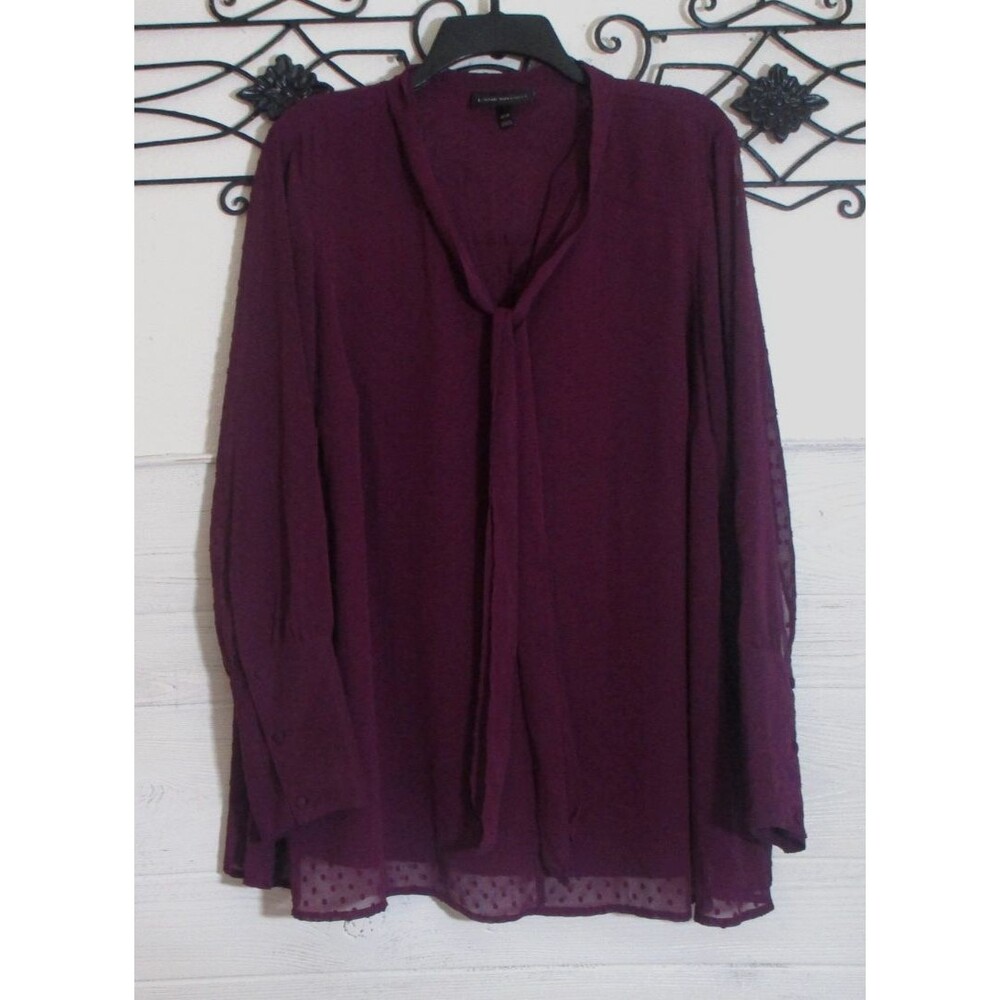 Lane Bryant Women's Top Size 18/20 2X Long Sleeve Wine V Neck